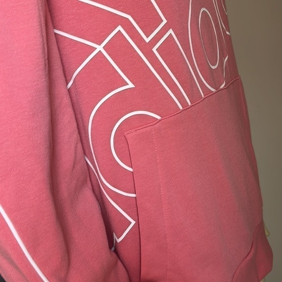 ADIDAS Women’s Giant Logo Hoodie Graphic Sweatshirt Pink White M - Picture 9 of 16